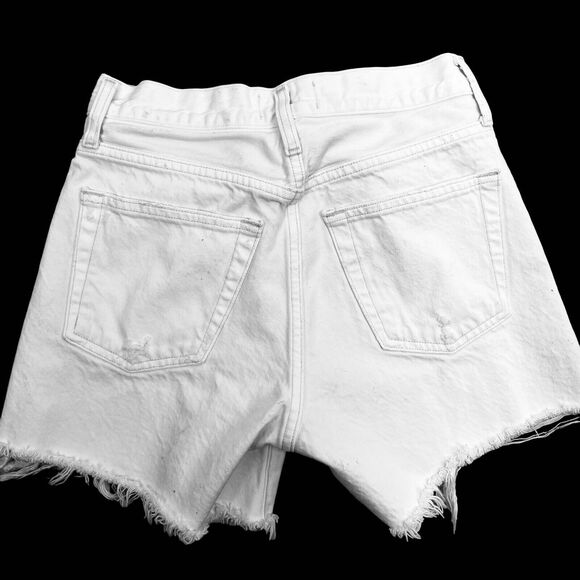 Agolde Parker Long Sz 22 Shorts Cut Off Pannacotta White Wash Distressed - Picture 3 of 7